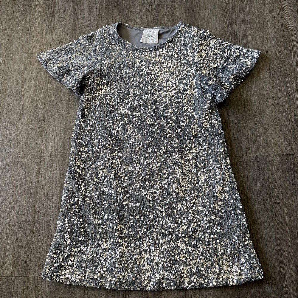 Fantastic Fawn All That Glitters Sequin Shirt Dress Pockets Black Multi Small